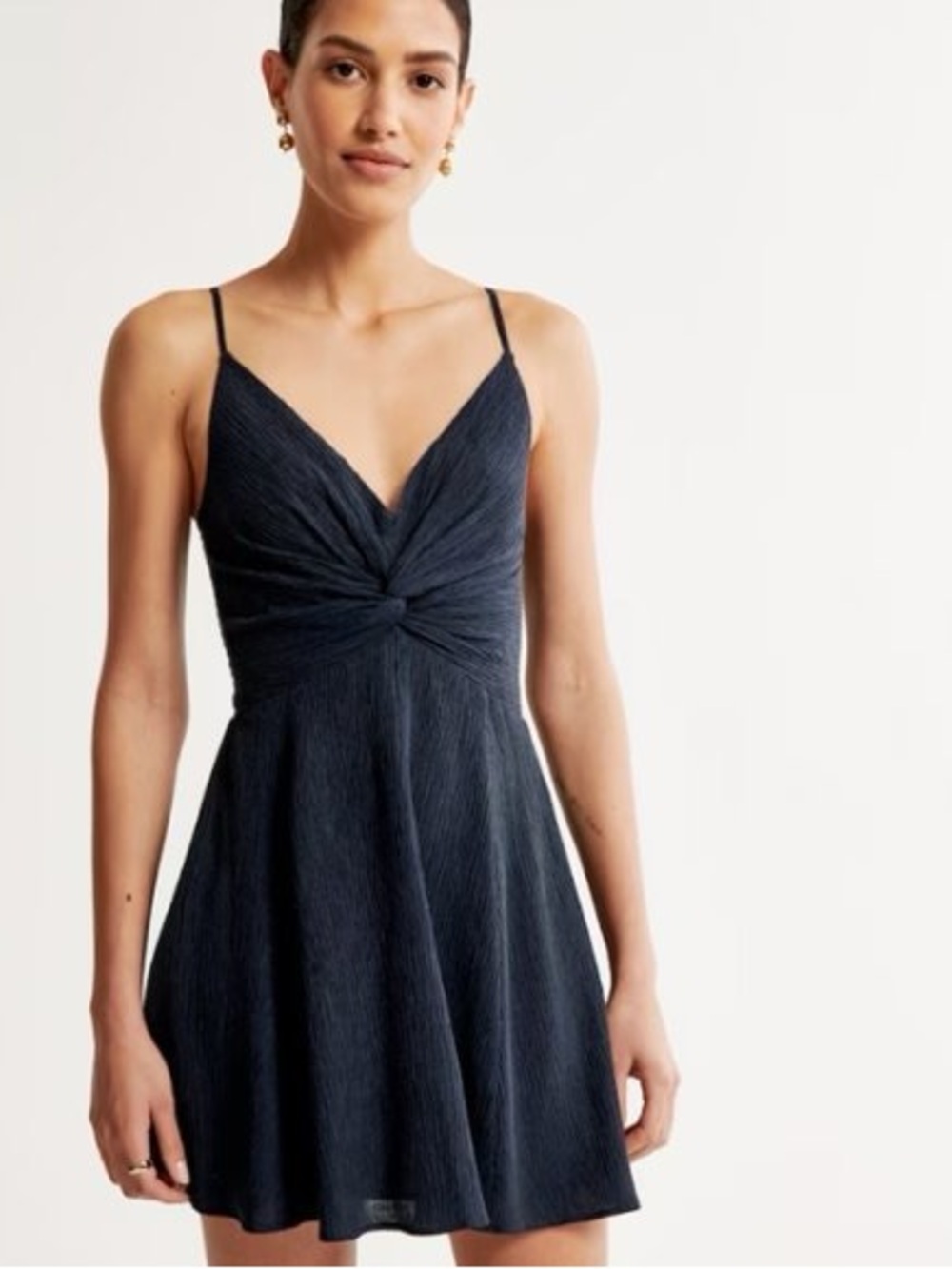 Abercrombie & Fitch Crinkle Textured Twist-Front Mini Dress TL